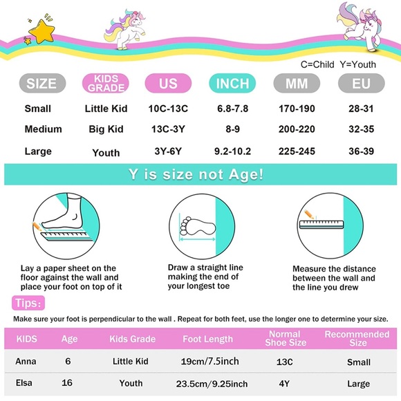Rainbow Unicorn 4 Size Adjustable Light up Roller Skates for Girls Boys for Kids - Picture 5 of 6